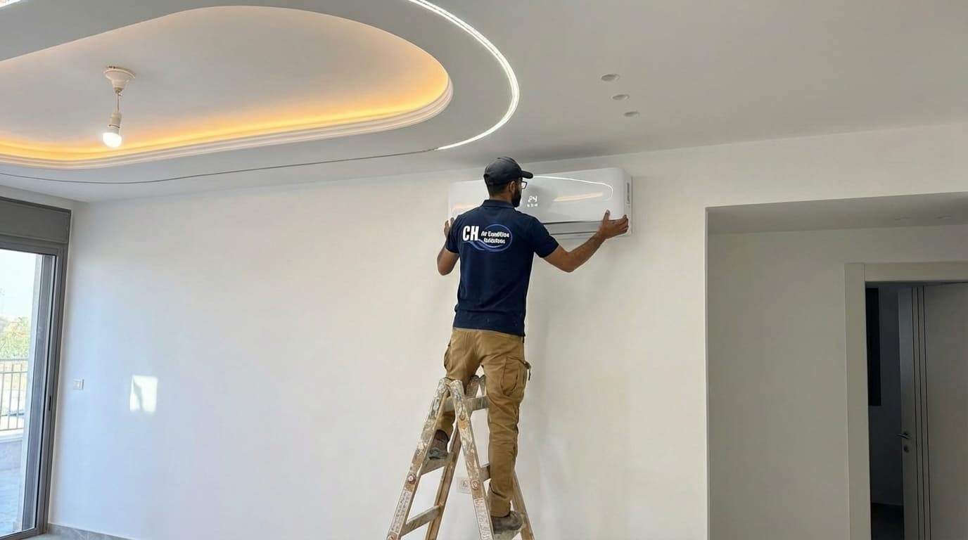 חיים מתקין מזגן בדירת יוקרה